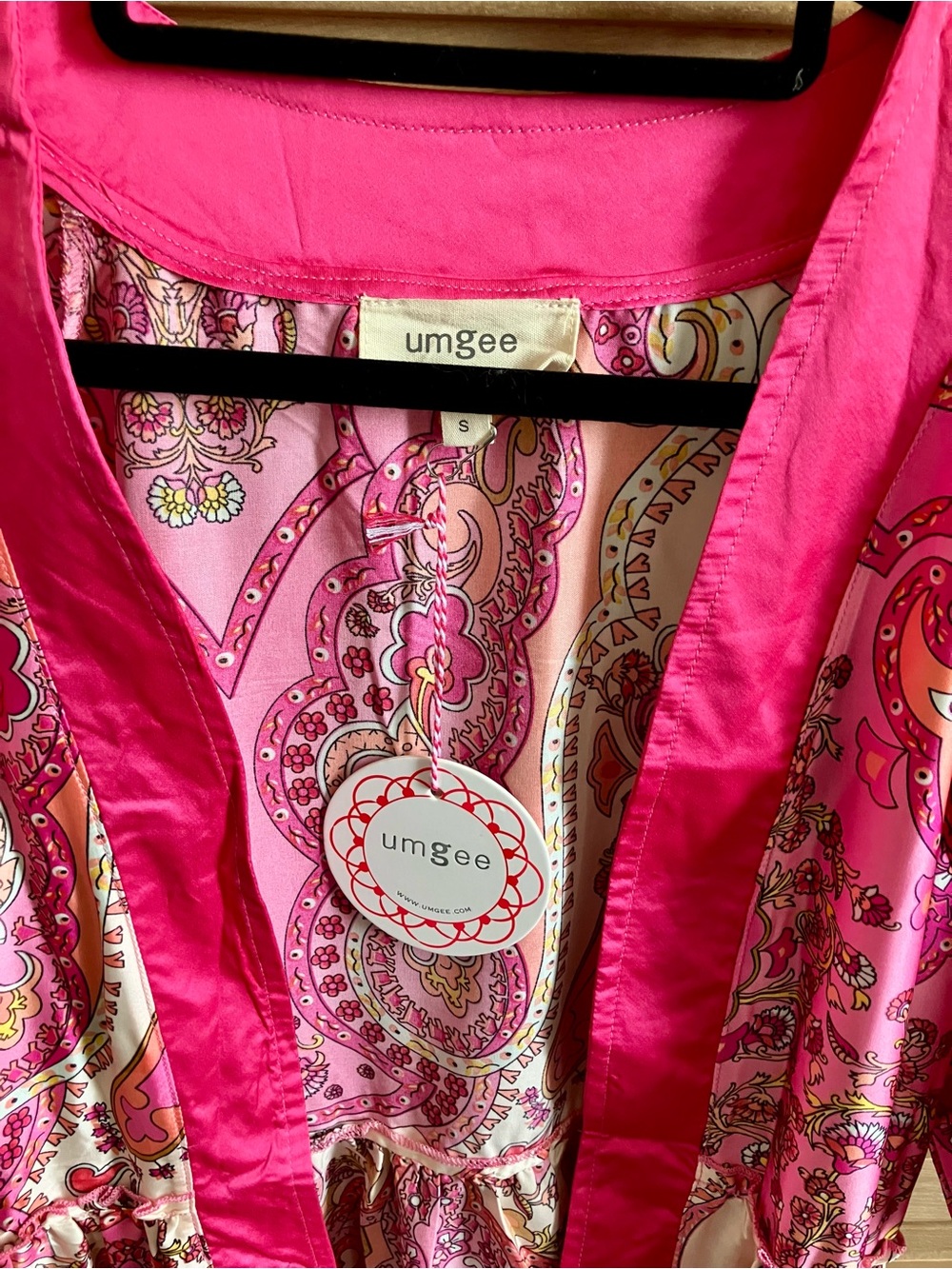 Umgee Pink & Cream Paisley Open-Front Robe - Picture 3 of 6